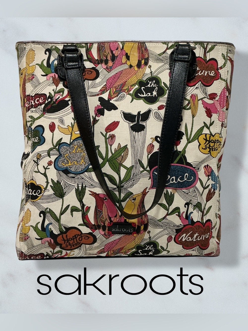 SAKROOTS Artist Circle Peace Nature Tote Bag Retired